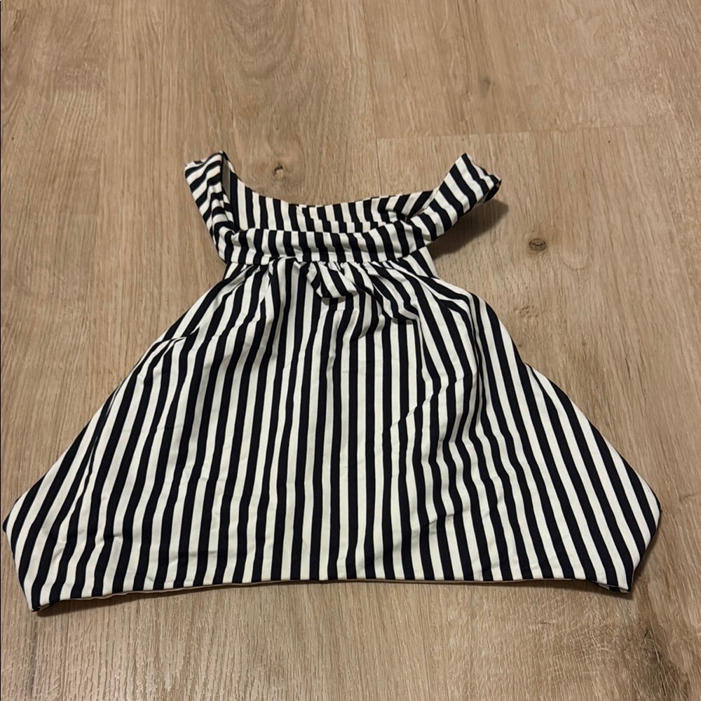 Boys + Arrows Black and White Striped Halter Bikini Top